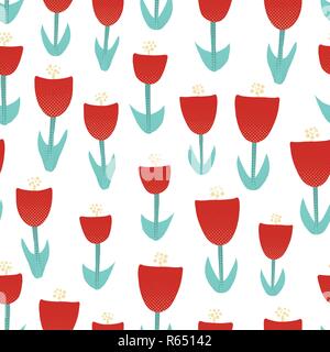 Red tulip fiori illustrazione vettore senza giunture Illustrazione Vettoriale