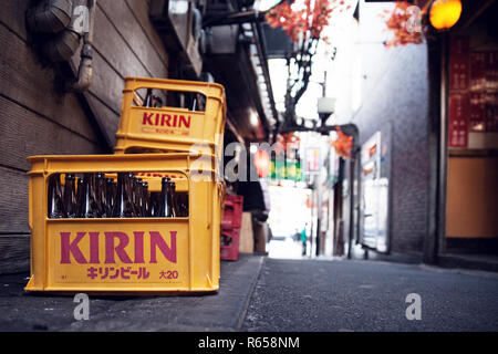 Traditionelle Gasse im Herzen von Tokio, im Stadtteil Shinjuku Foto Stock