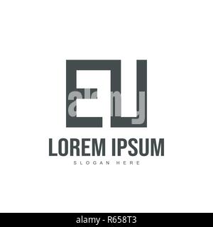 Lettera dell'UE logo design. Lettera iniziale del logo design modello Illustrazione Vettoriale