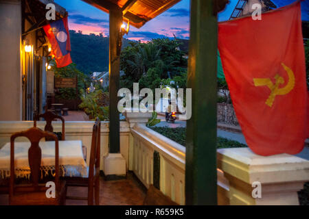 Heritage Guest House Hotel nel centro della città di Luang Prabang, Laos Foto Stock