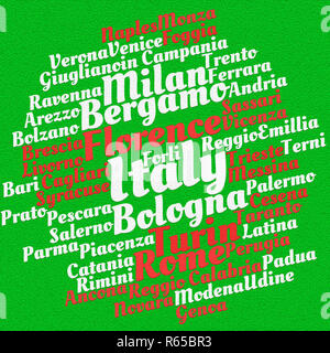 Italia città parola cloud Foto Stock