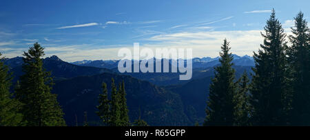 Vista dalla edelsberg oltre le montagne di tannheimer Foto Stock