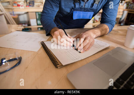 Carpenter piani di disegno Foto Stock