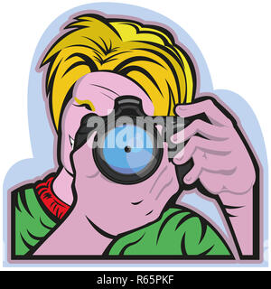 Il fotografo durante le riprese Foto Stock