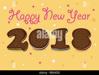 Felice anno nuovo 2018. Biscotti dolci font Foto Stock