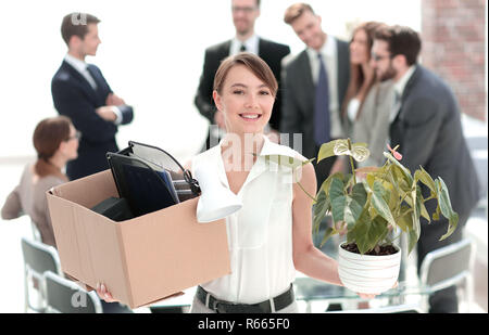 Nuovo dipendente proveniente da office prima del tempo. Foto Stock