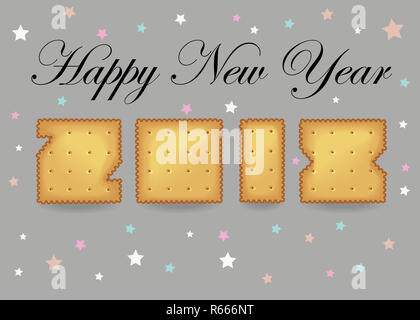 Felice anno nuovo 2018. Biscotti dolci font Foto Stock