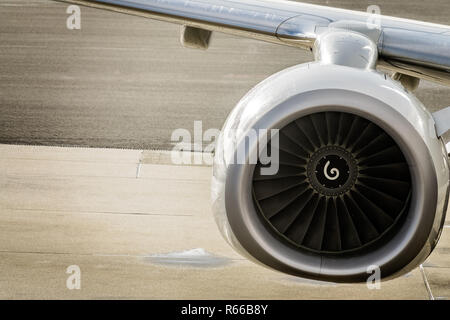 Immagine ravvicinata di un motore a getto Foto Stock