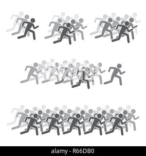 L'uomo folla in esecuzione le figure su sfondo bianco per grafica e web design, moderno vettore semplice segno. Concetto di Internet. Il simbolo alla moda per il design del sito web o del pulsante mobile app. Illustrazione Vettoriale