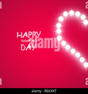 Cuore delle lampade su uno sfondo di colore rosa. Valentines Day card. Cuore con iscrizione ti amo. Illustrazione Vettoriale Foto Stock