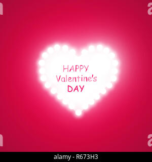 Cuore delle lampade su uno sfondo di colore rosa. Valentines Day card. Cuore con iscrizione ti amo. Illustrazione Vettoriale Foto Stock