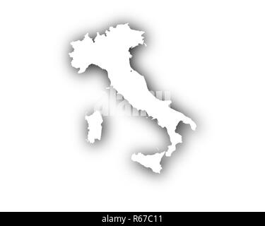Mappa di Italia con ombra Foto Stock