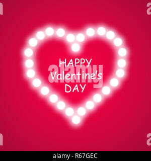 Cuore delle lampade su uno sfondo di colore rosa. Valentines Day card. Cuore con iscrizione ti amo. Illustrazione Vettoriale Foto Stock