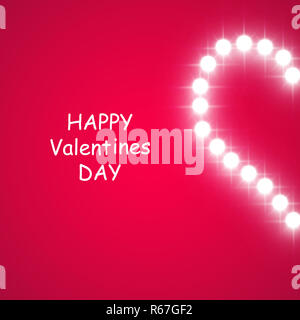 Cuore delle lampade su uno sfondo di colore rosa. Valentines Day card. Cuore con iscrizione ti amo. Illustrazione Vettoriale Foto Stock