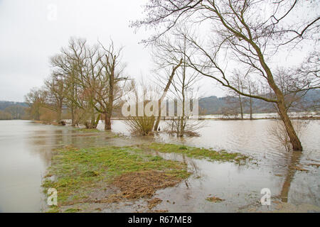 Blies e floodplain paesaggio in bliesgau vicino webenheim come un area di inondazione Foto Stock