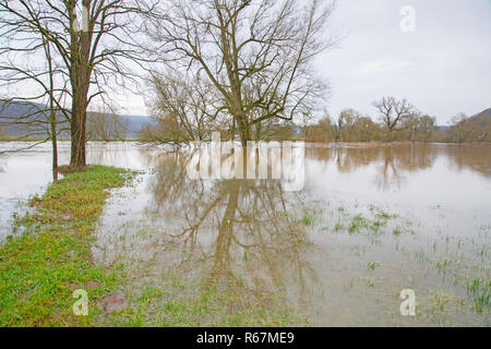 Blies e floodplain paesaggio in bliesgau vicino webenheim come un area di inondazione Foto Stock