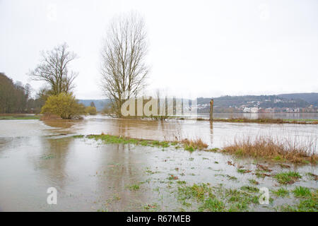 Blies e floodplain paesaggio in bliesgau vicino webenheim come un area di inondazione Foto Stock