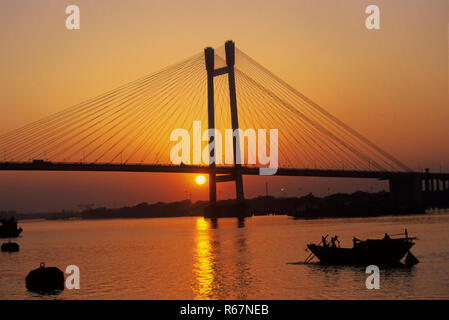 Setu Vidyasagar (nuovo ponte), Calcutta, West Bengal, India Foto Stock