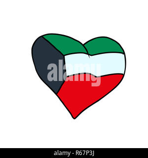 Kuwait cuore isolato di bandiera su sfondo bianco Foto Stock