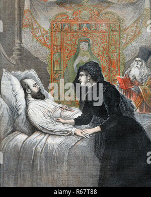 Alessandro III DI RUSSIA (1845-1894) sul letto di morte con la moglie Dagmar di Danimarca Foto Stock