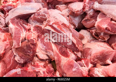 Rosso di carne di maiale fresca molti pezzi Foto Stock