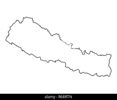 Mappa di Nepal Foto Stock