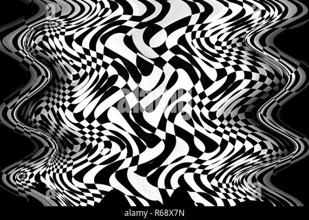 Abstract in bianco e nero di curve 3D. Foto Stock