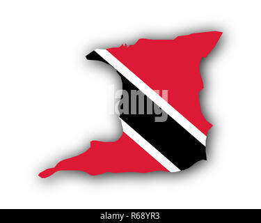 Mappa e Bandiera di Trinidad e Tobago Foto Stock