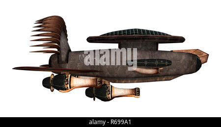 3D Rendering Fantasy dirigibile Cargo su bianco Foto Stock