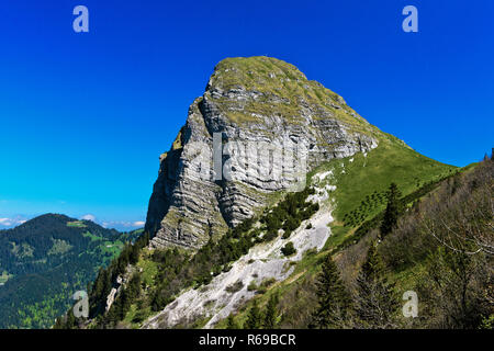 Il picco Dent De Jaman sopra Montreux, Alpi Bernoise, Vaud, Svizzera Foto Stock