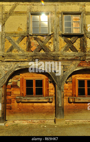 Umgebindehaus, Fachwerk Foto Stock