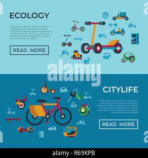 Vettore digitale eco verde tecnologia di trasporto set di icone infographics Illustrazione Vettoriale