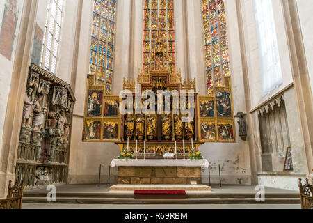 Dodici messenger altare nella chiesa parrocchiale di San Giacomo in Rothenburg ob der Tauber, Baviera, Germania Foto Stock