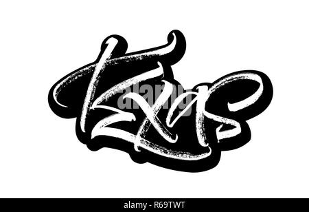 Texas. Adesivo. La calligrafia moderna scritte a mano per stampa serigrafica Illustrazione Vettoriale