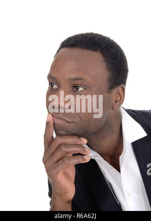 Ritratto di uomo africano con la mano sul mento Foto Stock