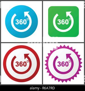 Panorama rosso, blu, verde e rosa vector icon set. Web icone. Design piatto segni e simboli facili da modificare Illustrazione Vettoriale