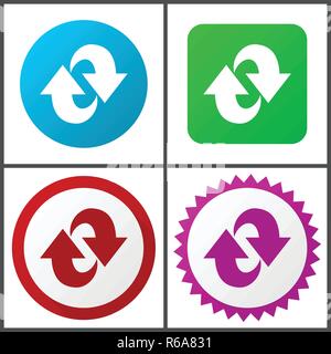Rotazione rosso, blu, verde e rosa vector icon set. Web icone. Design piatto segni e simboli facili da modificare Illustrazione Vettoriale