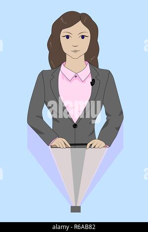 Virtual news presenter, donna, illustrazione vettoriale Illustrazione Vettoriale