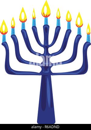 Blue menorah icona. Cartoon di blu menorah icona vettoriali per il web design isolato su sfondo bianco Illustrazione Vettoriale