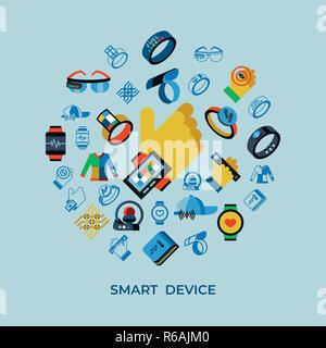 Vettore digitale la tecnologia indossabile set di icone infographics Illustrazione Vettoriale