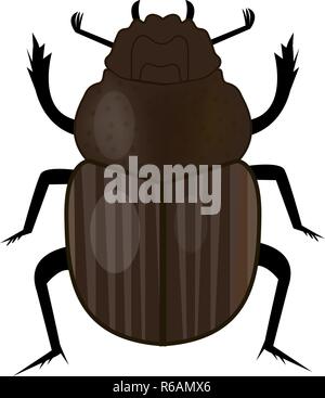 Scarabeo scarabeo icona di insetti, di tipo piatto. Simbolo dell'antico Egitto. Isolato su sfondo bianco. Illustrazione Vettoriale Illustrazione Vettoriale