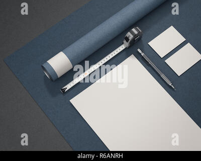 Blu business architettonico mockup. Il rendering 3D Foto Stock