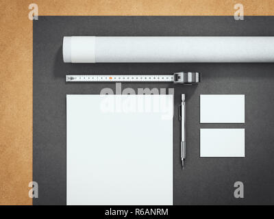 Grigio business architettonico mockup. Il rendering 3D Foto Stock