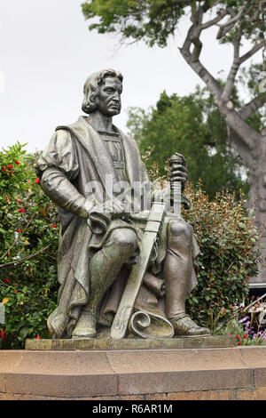 Monumento a Cristoforo Colombo in Santa Catarina Park a Funchal Foto Stock