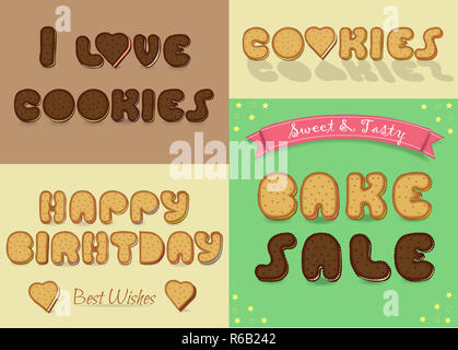 Iscrizioni da biscotti dolci font Foto Stock