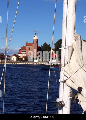 Porto di pesca di Ustka, Polonia Foto Stock