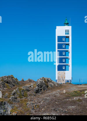 Punta Frouxeira faro in Valdoviño, La Coruña, Galizia, Spagna Foto Stock