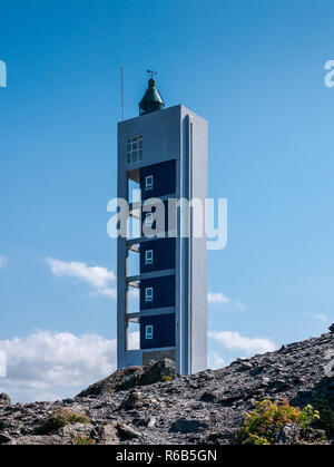 Punta Frouxeira faro in Valdoviño, La Coruña, Galizia, Spagna Foto Stock