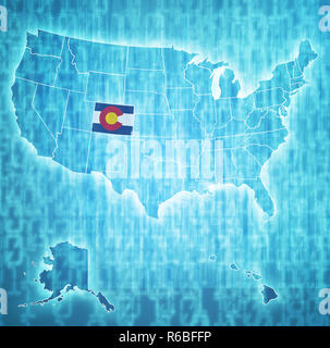 Colorado sulla mappa di Stati Uniti d'America Foto Stock