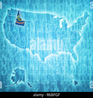 Idaho sulla mappa di Stati Uniti d'America Foto Stock